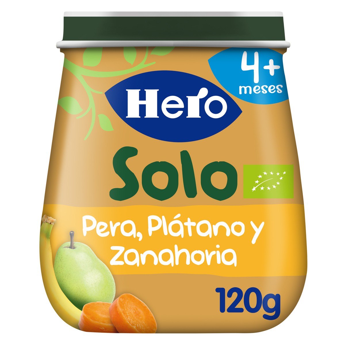 Hero Baby Solo ecológico pera plátano zanahorias 120g